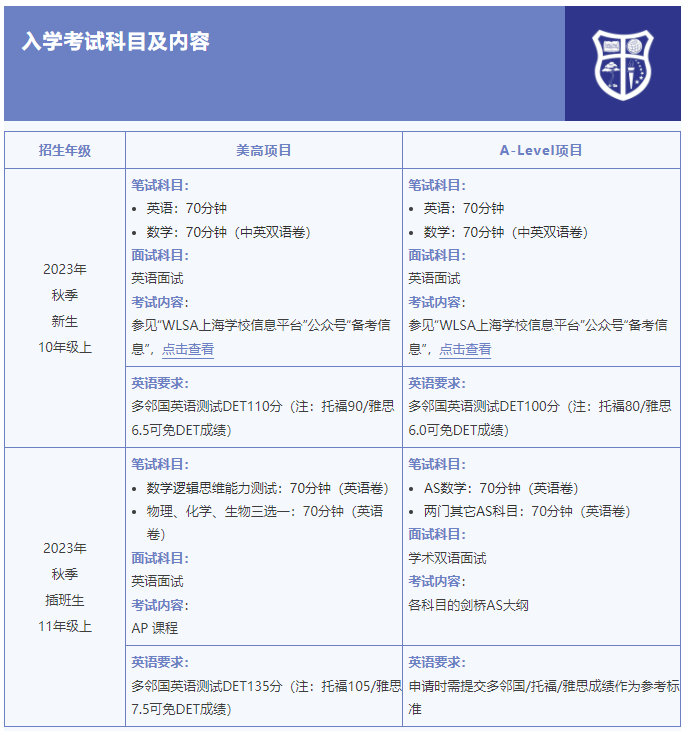 WLSA上海學(xué)校2023年獎學(xué)金遴選及秋季入學(xué)考試公告
